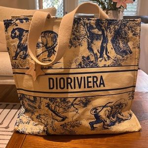Christian Dior limited tote from Hamptons pop up boutique. Blue and white print